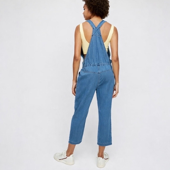 Aritzia WILFRED FREE Valletta Overalls Cropped Chambray Size XS Lightweight - Picture 11 of 11